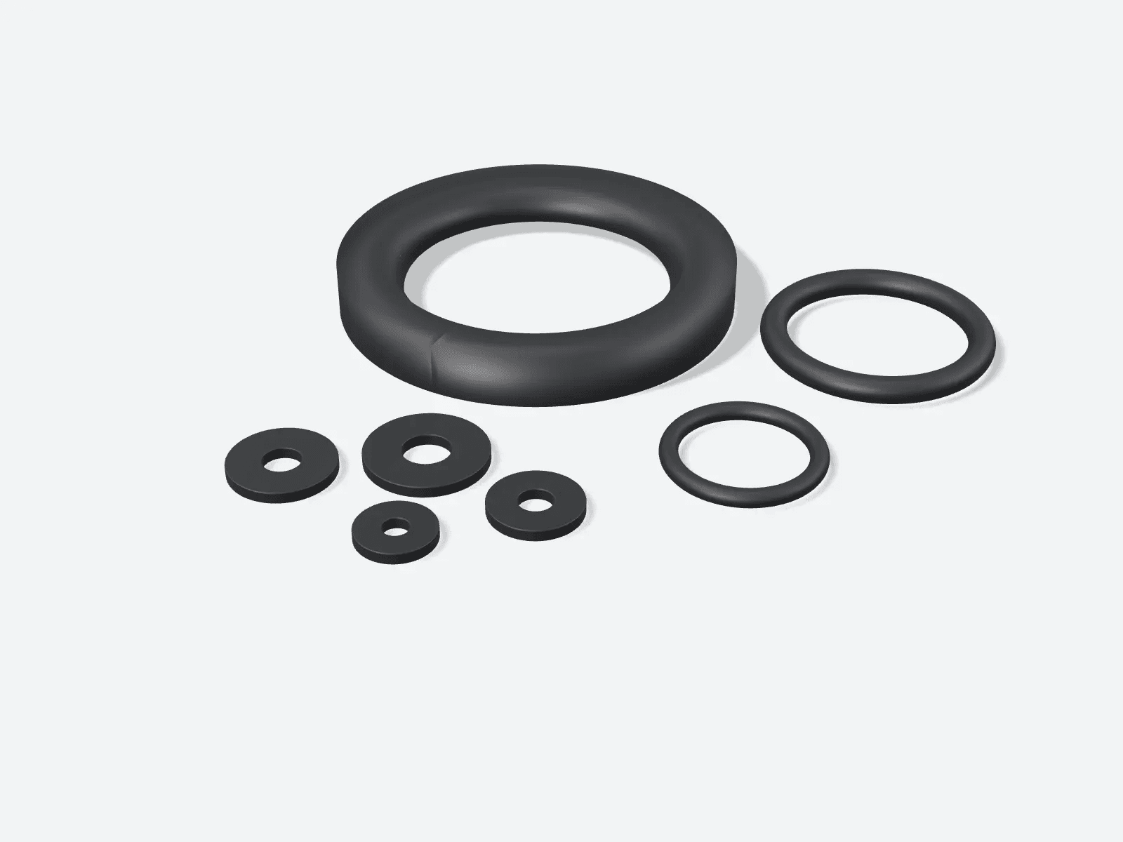 Illustration of seals, o-rings & rubber washers